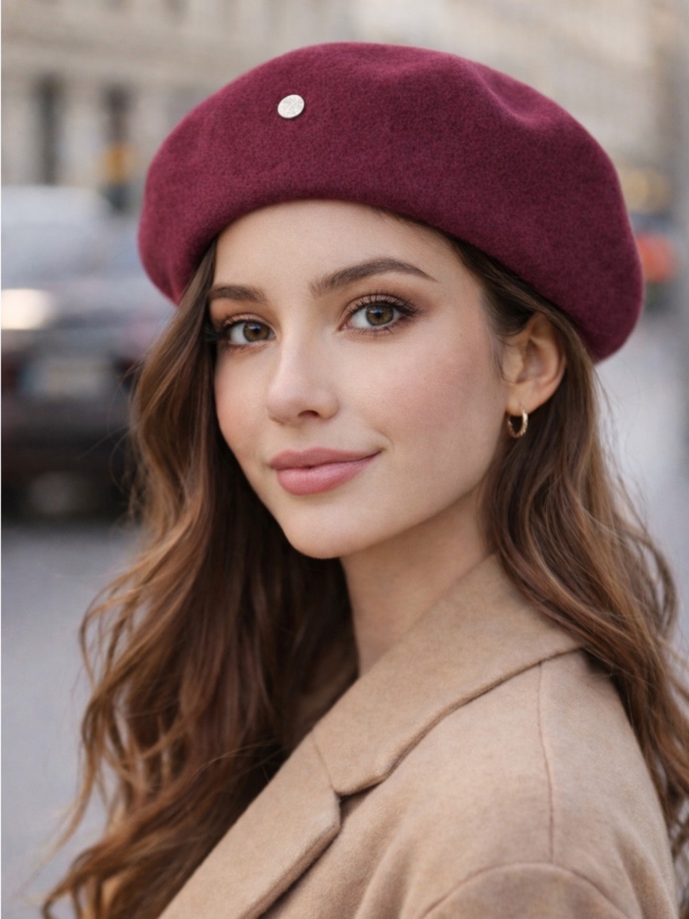 Classic Wool REDDISH Beret Hat – French Style Chic | Soft & Timeless NEW
